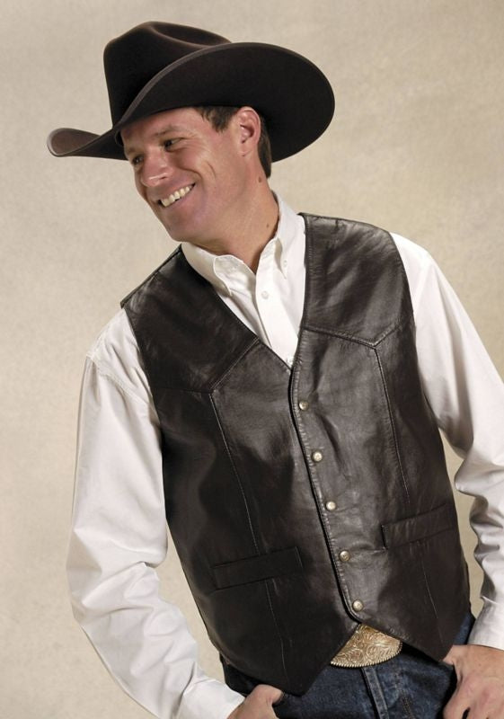 Roper Mens Tall Man Lamb Skin Vest XXL Brown