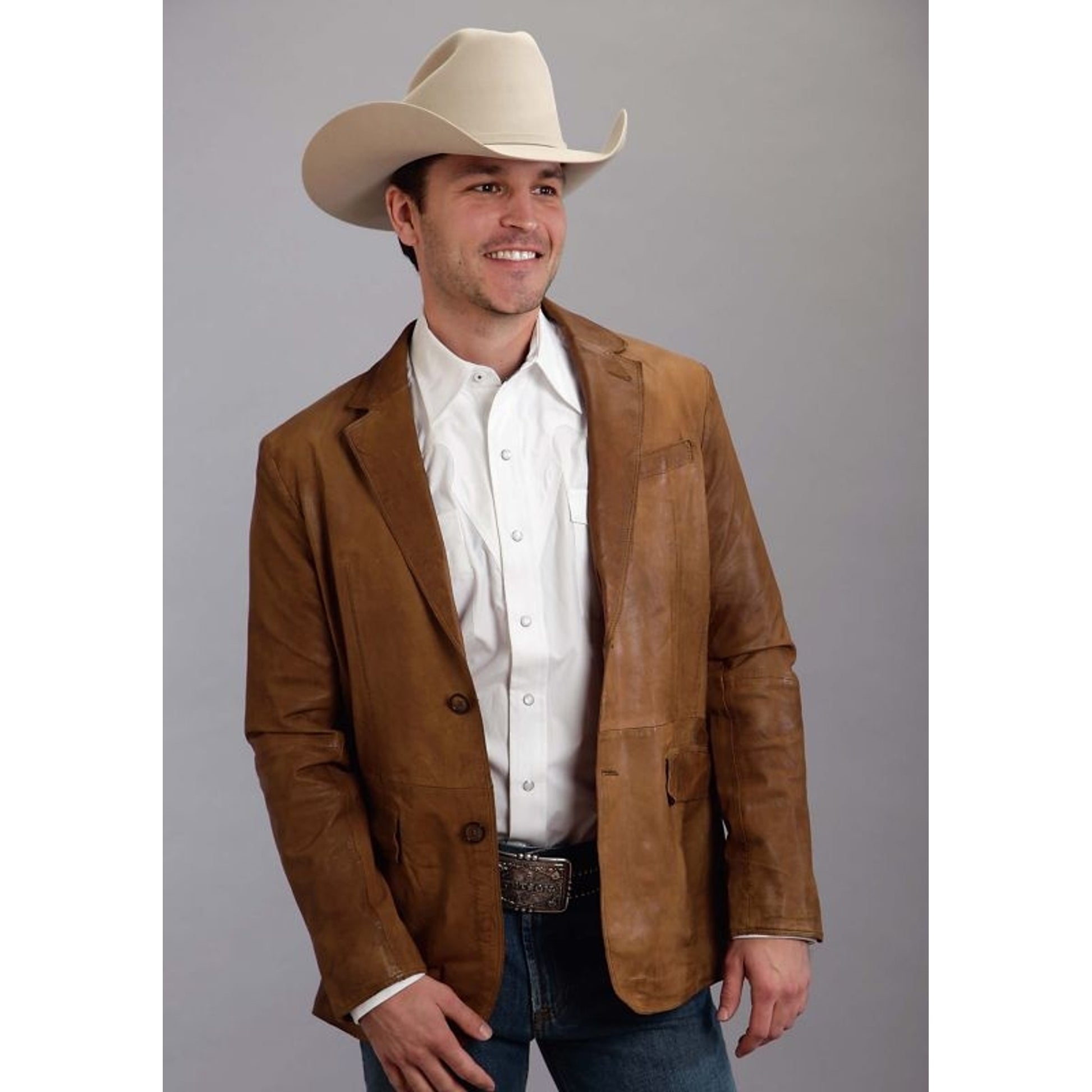 Stetson Mens Leather Sport Coat XL Golden Brown