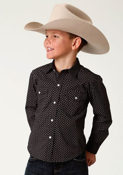 Roper Boys Foulard Shirt XS Black/White Print