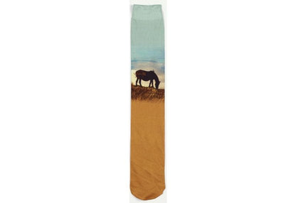 Ovation Ladies Zocks Boot Socks 9-11 Beige Horses