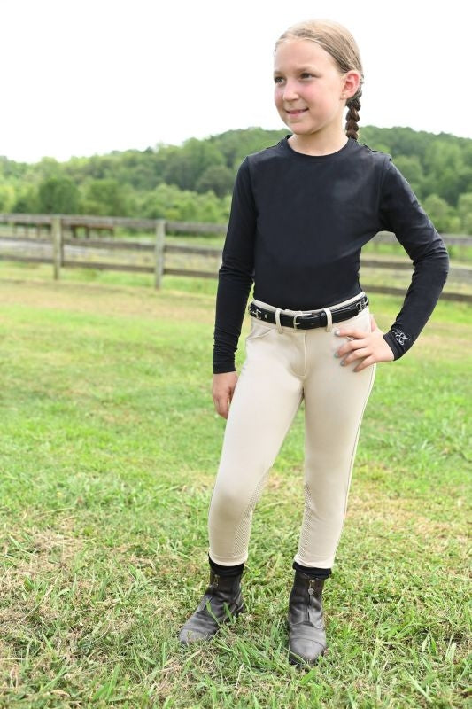 KAKI Long Sleeve Crew Neck Exercise Shirt 10 Black