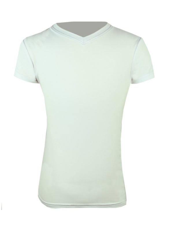 KAKI Short Sleeve V-Neck Exercise Shirt 10 White