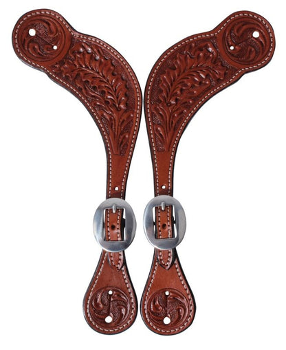 Professionals Choice Oak Tooled Spur Straps Mens P