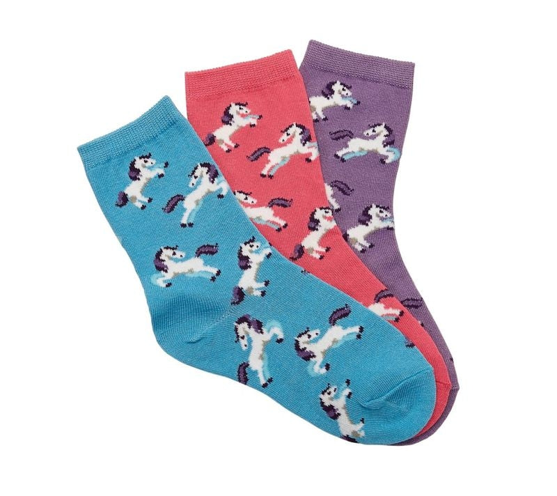 Kelley Dancing Horses Crew Socks Youth 5-7 3 Pack