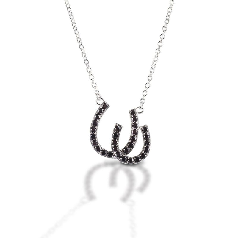 Kelly Herd Double Black Horseshoe Pendant - Sterli