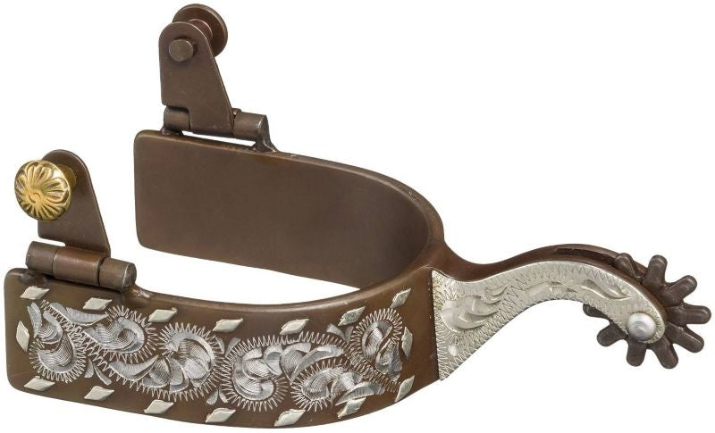 Tough1 Engraved Buckstitch Spurs Antique Brown