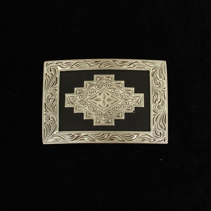 Nocona Mens Rectangle Scroll Edge Aztec Buckle Ant