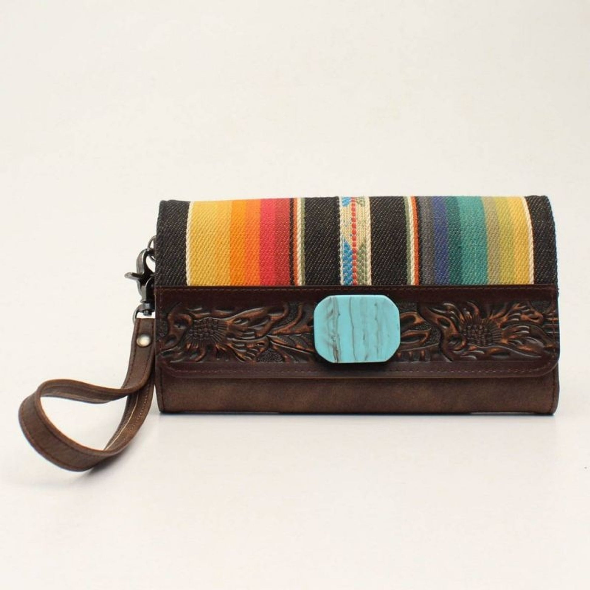 Angel Ranch Ladies Turquoise Stone Clutch Purse Se
