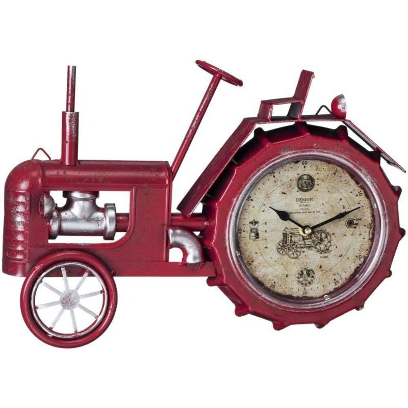 Gift Corral Tractor Table Top Clock Red