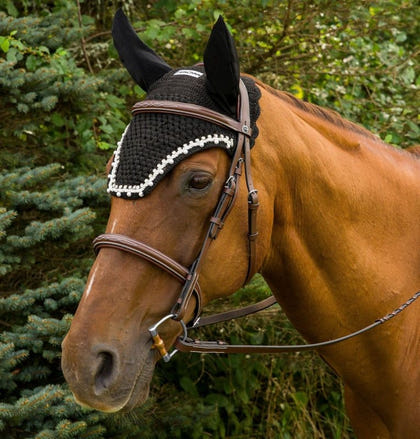 Equine Couture Fly Bonnet with Pearls and Crystals