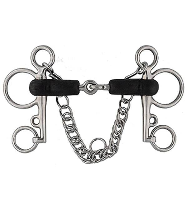 Jacks Rubber Mouth Pelham Bit 4-1/2" Stainless Ste