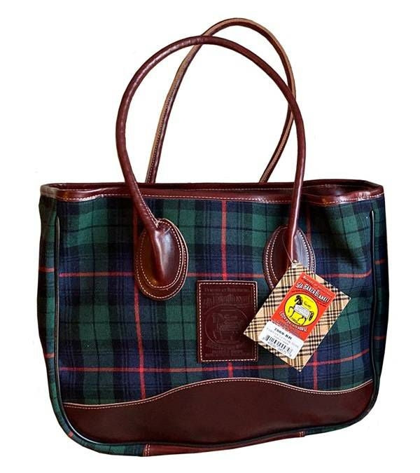 Baker Tartan Plaid Taylor Tote 16" x 13" x 6" Blac