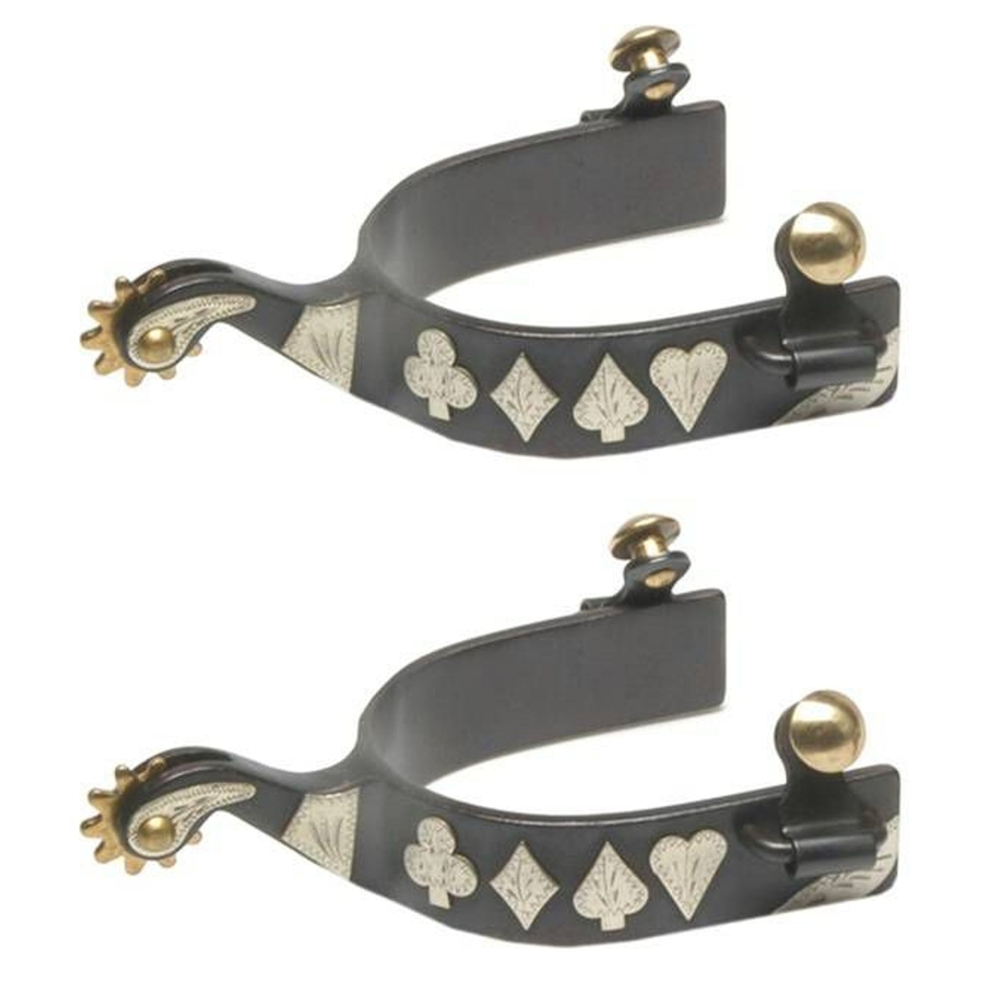 Jacks Spurs with Engraved German Silver Playing Ca