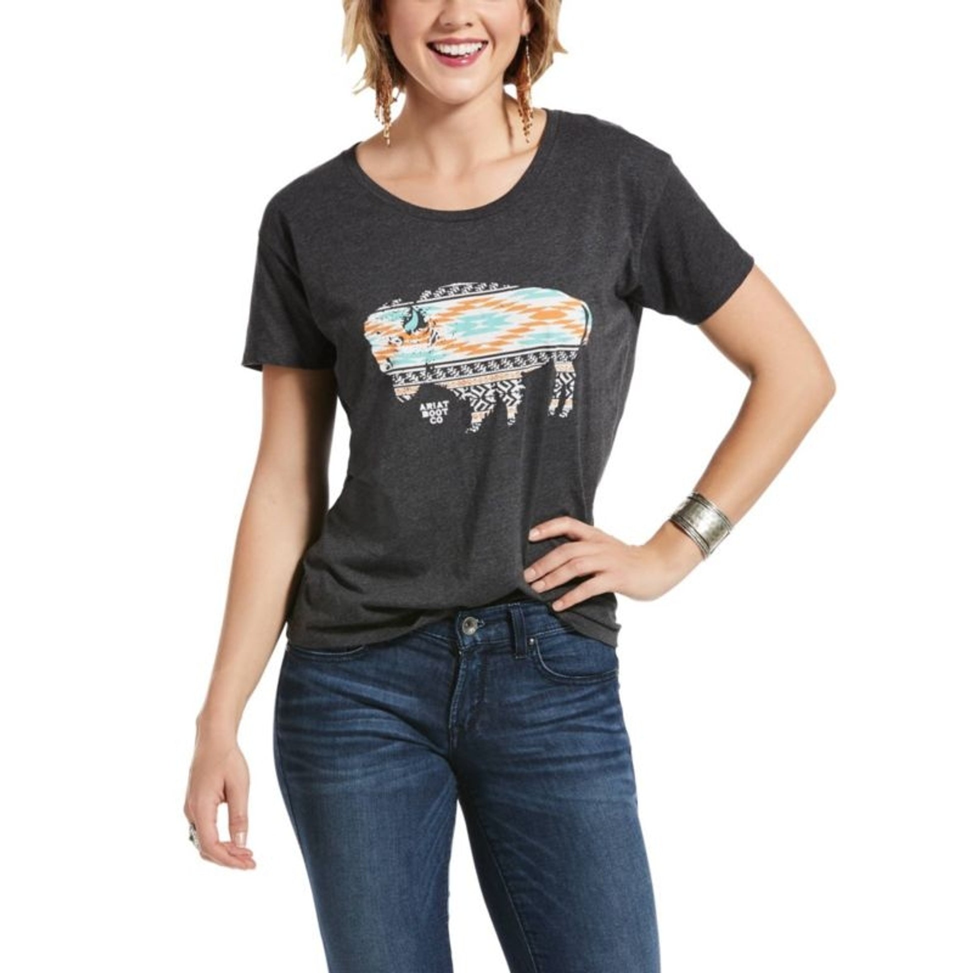 Ariat Ladies Old West Bison Short Sleeve T-Shirt X