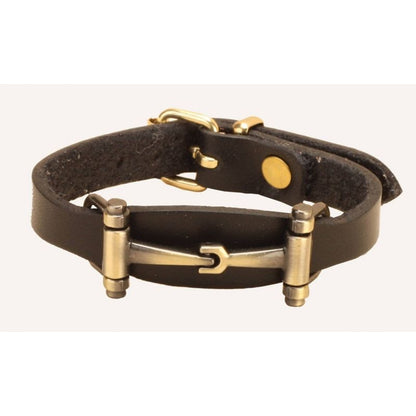 Tory Leather Flared Snaffle Bit Bracelet Black