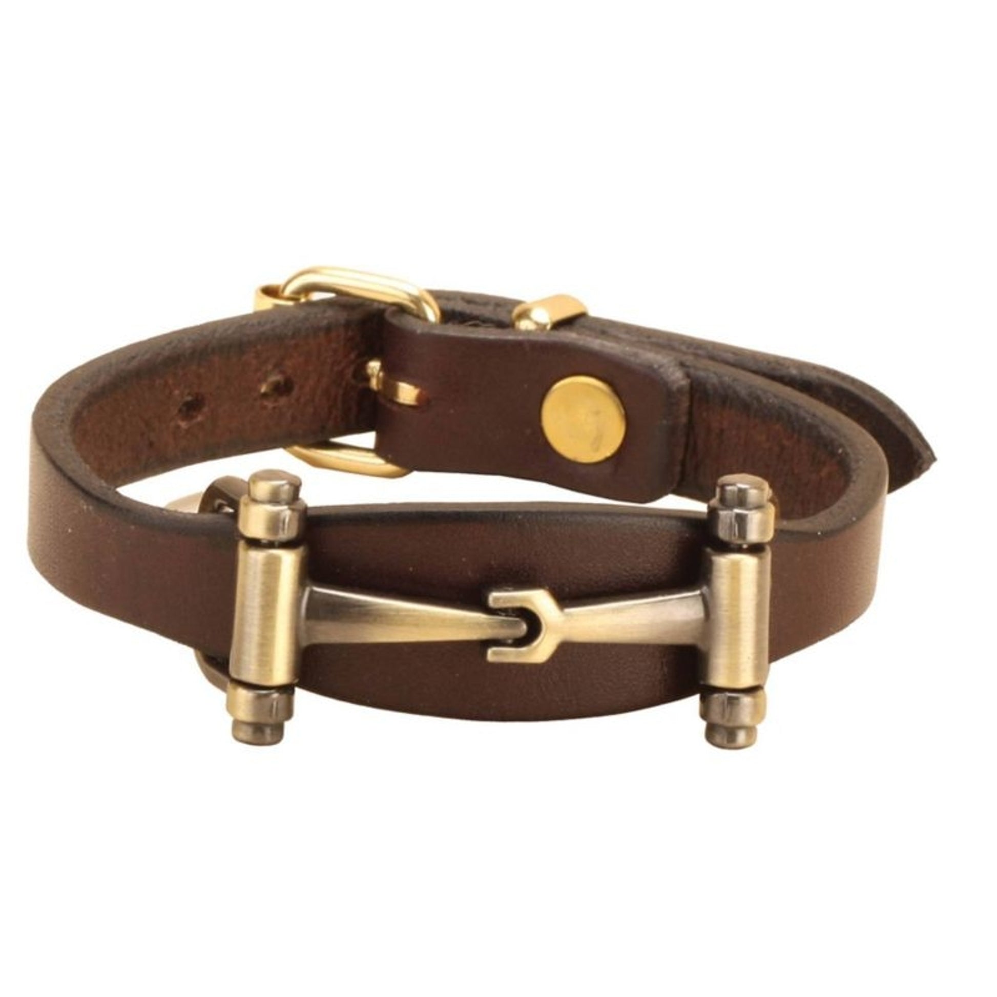 Tory Leather Flared Snaffle Bit Bracelet Black