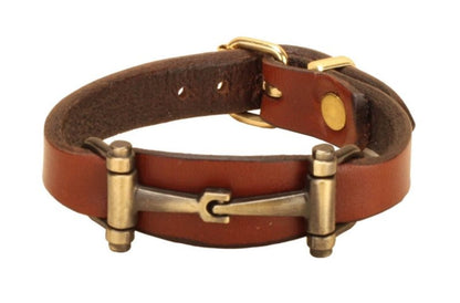 Tory Leather Flared Snaffle Bit Bracelet Black