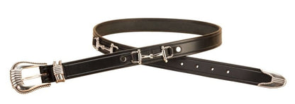 Snaffle Bits Belt And 3-Piece Buckle Set 24 Bk/Gry