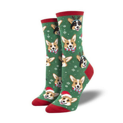 Christmas Corgis Socks Adult Blue