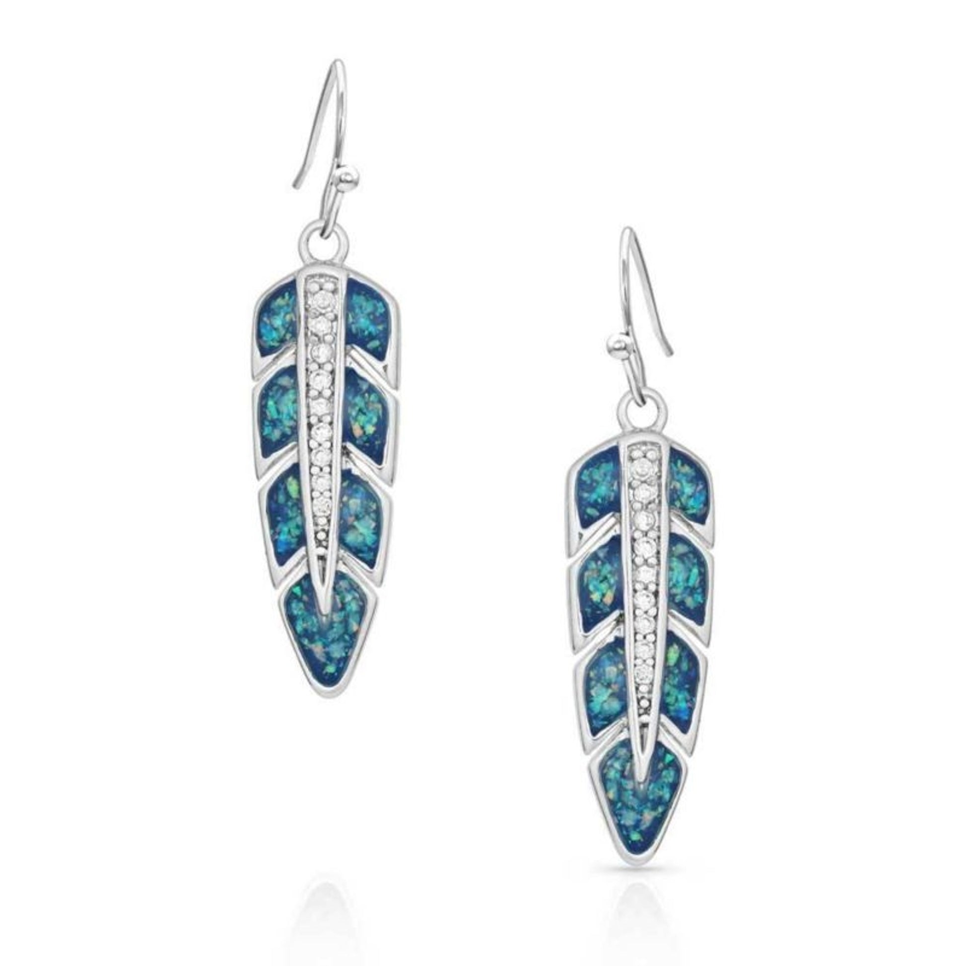 Montana Silversmiths Hawk Feather Opal Earrings