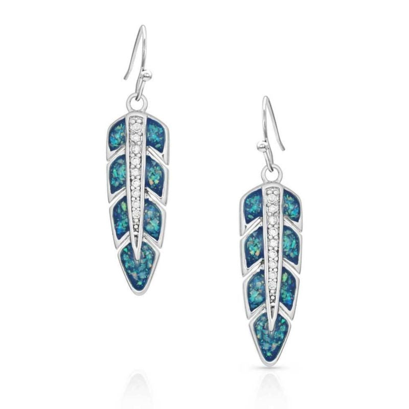Montana Silversmiths Hawk Feather Opal Earrings