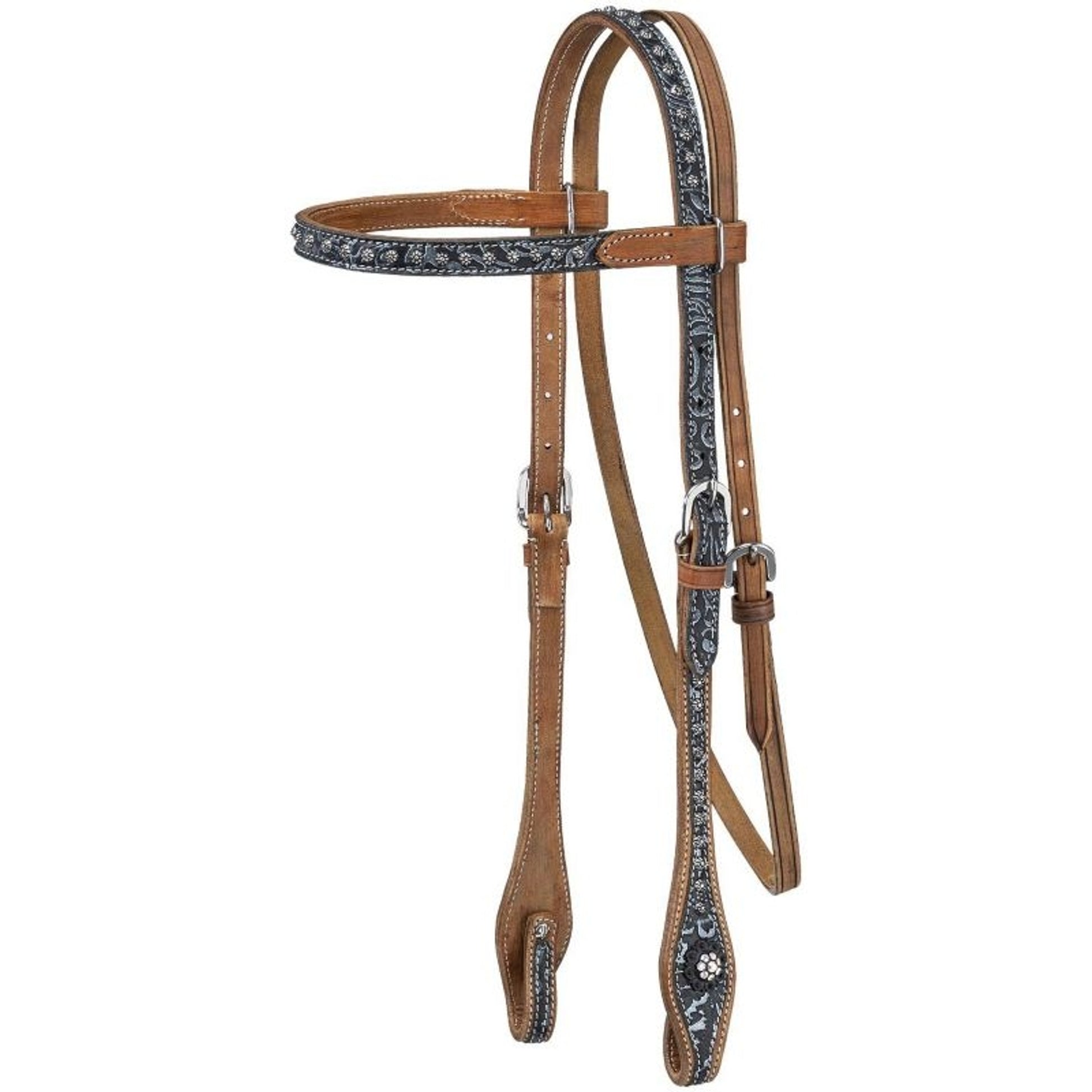 Tough-1 Onyx Brow Headstall Horse Black