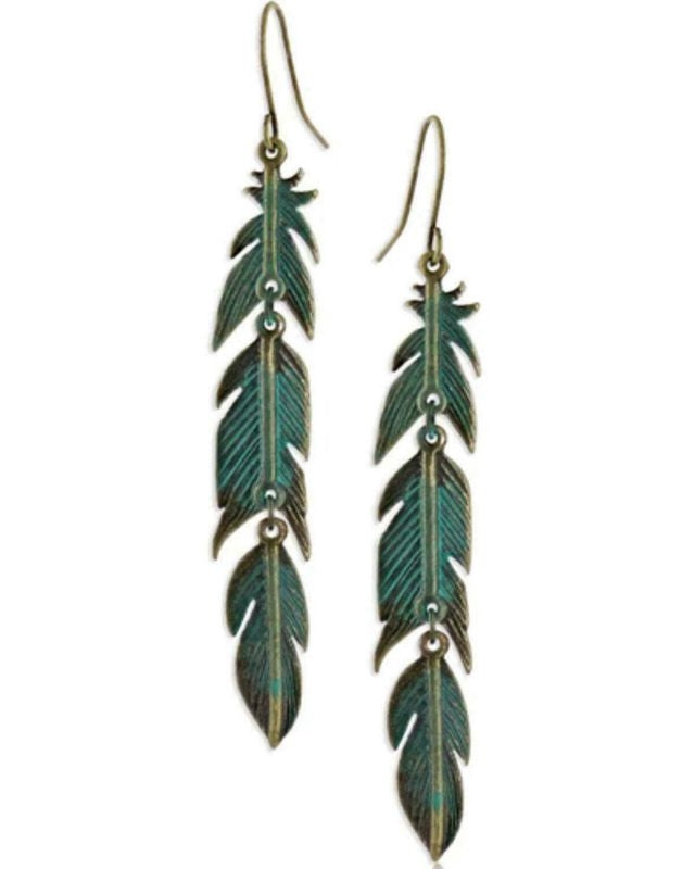 Montana Silversmiths Rustic Dangling Feather Earri