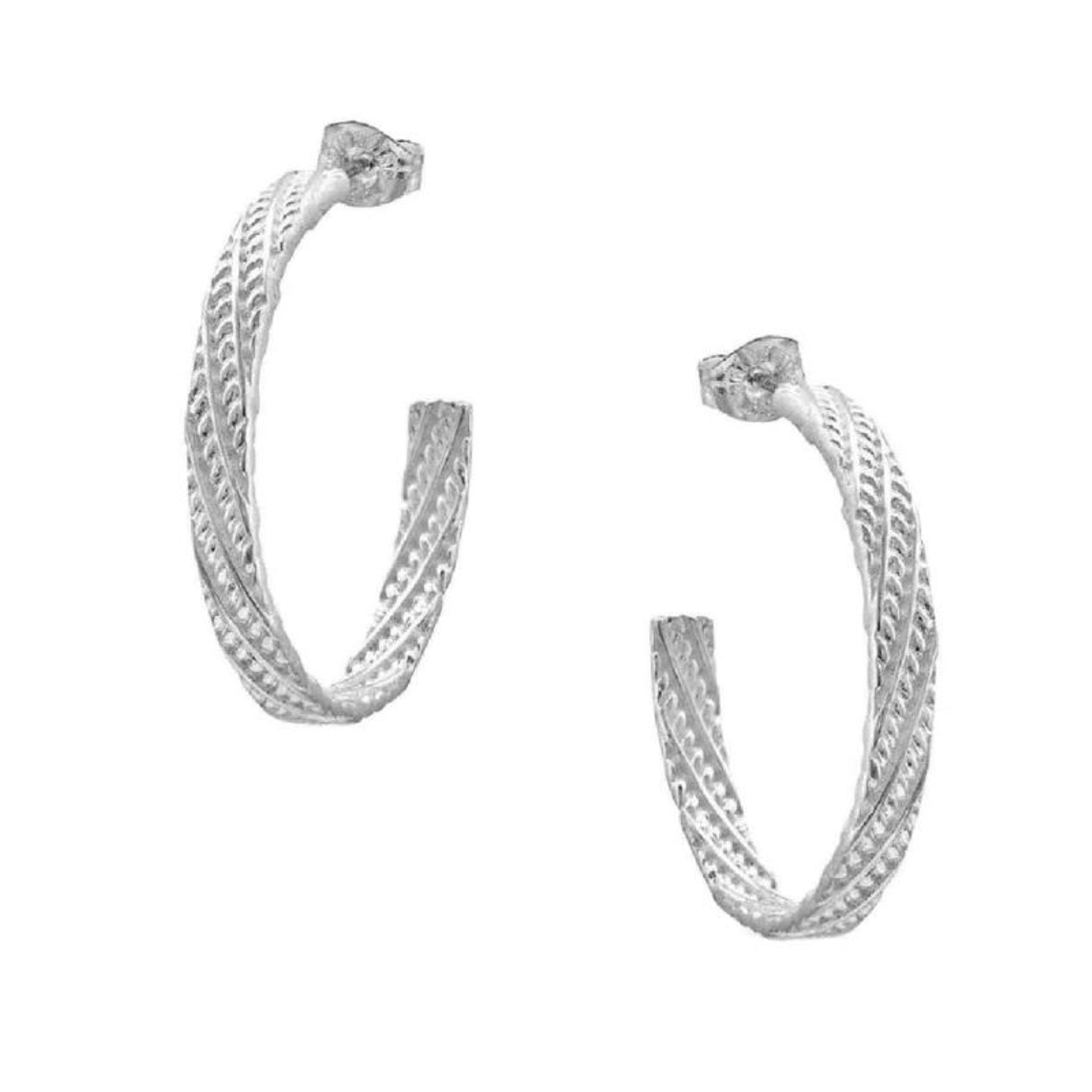 Montana Silversmiths Rippled Rope Hoop Earrings