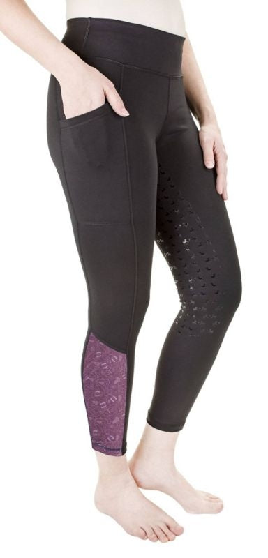 Equine Couture Ladies Smyrna Tights Small Black/Wi