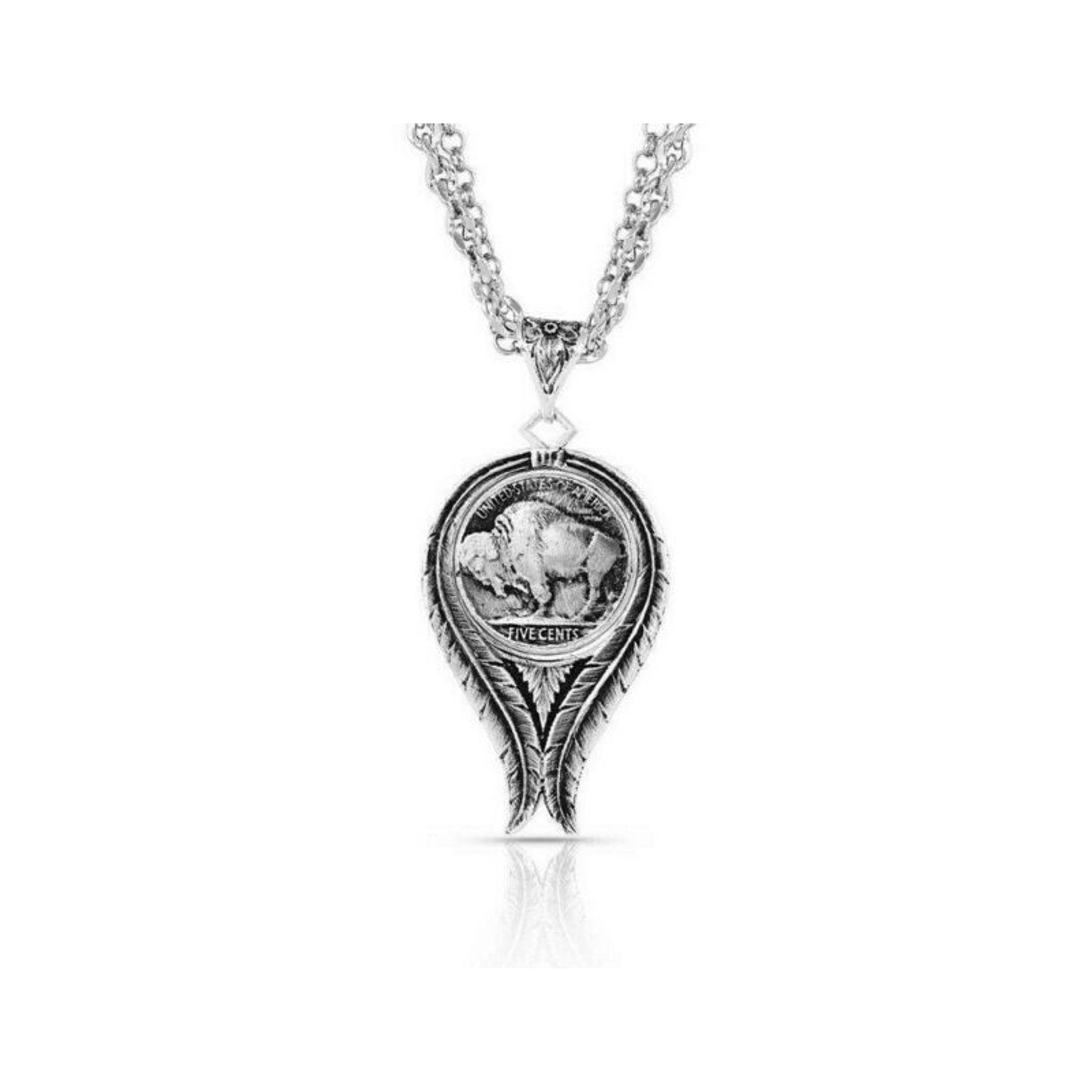 Montana Silversmiths Buffalo Spirit Feather Coin N
