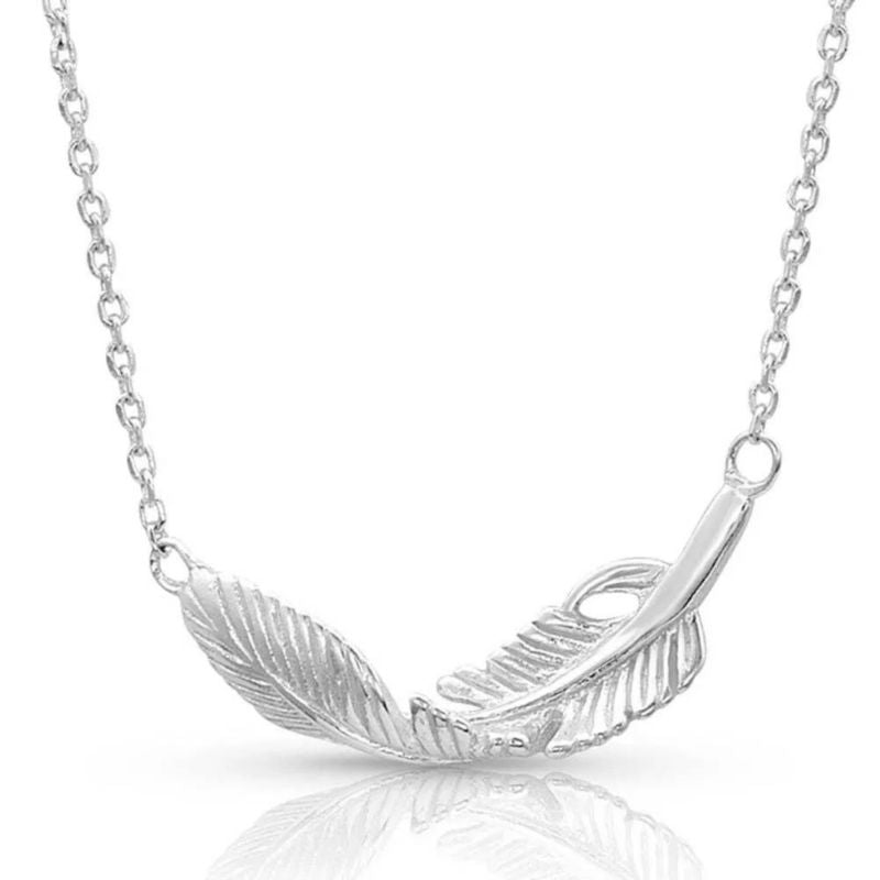 Montana SS Turning Feather Pendant Necklace
