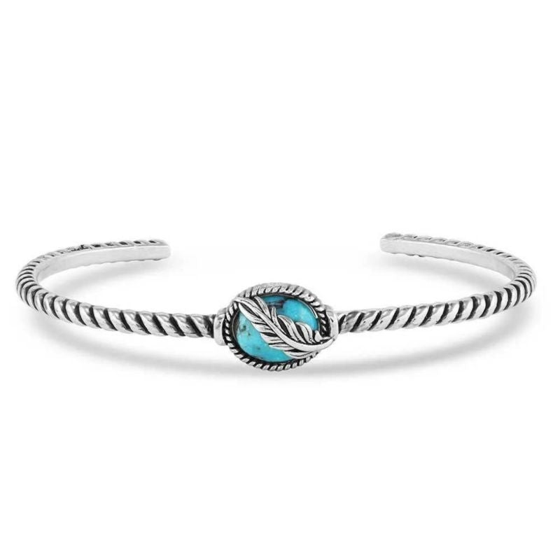Montana Silversmiths Worlds Feather Turquoise Cuff