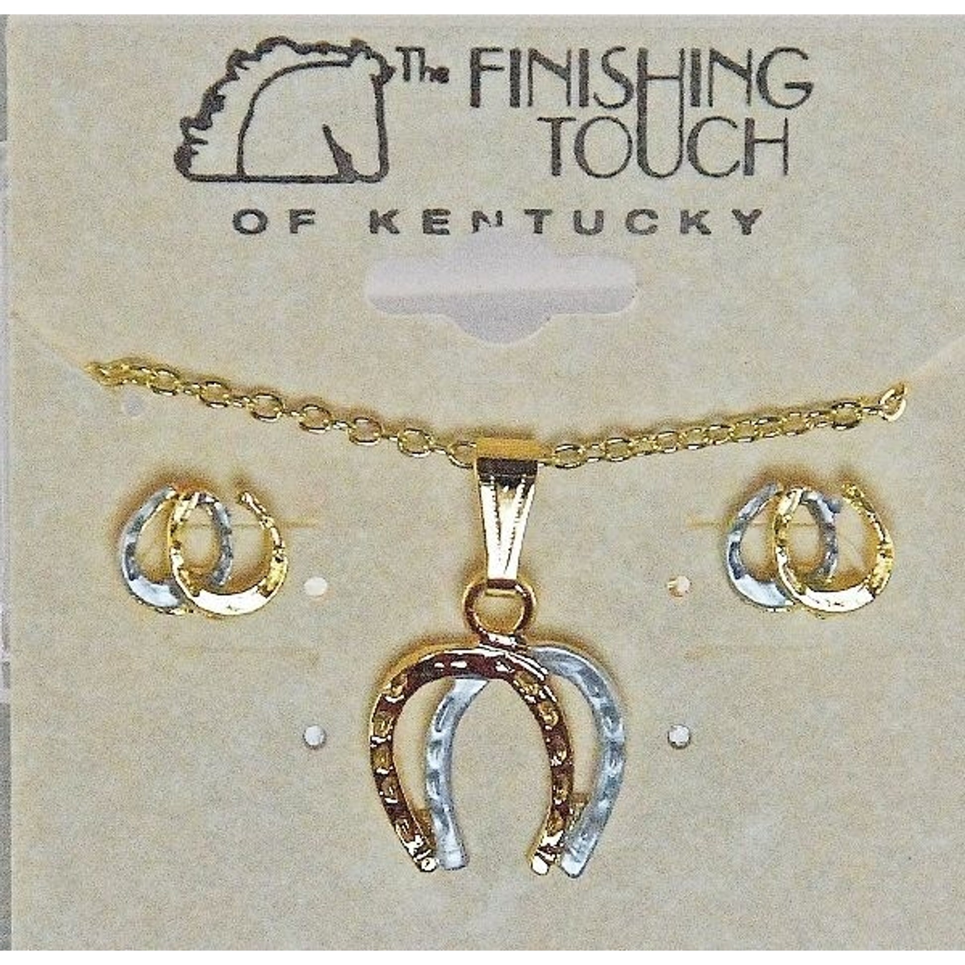 2-Tone Horseshoe Gift Set 18in Gold/Silver