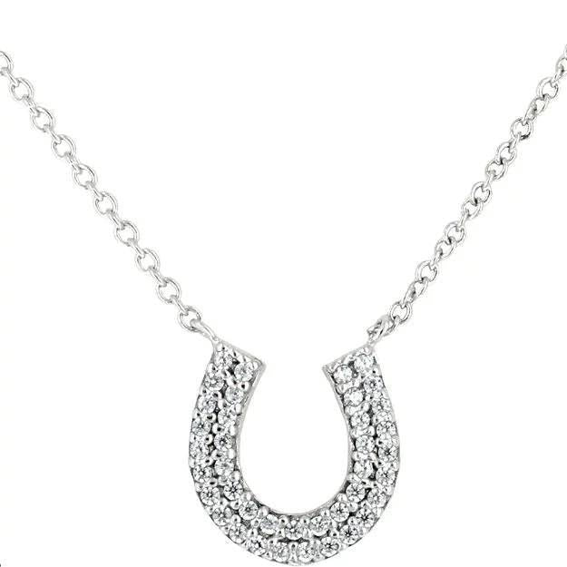 AWST Int'l Rhodium & CZ Horseshoe Necklace