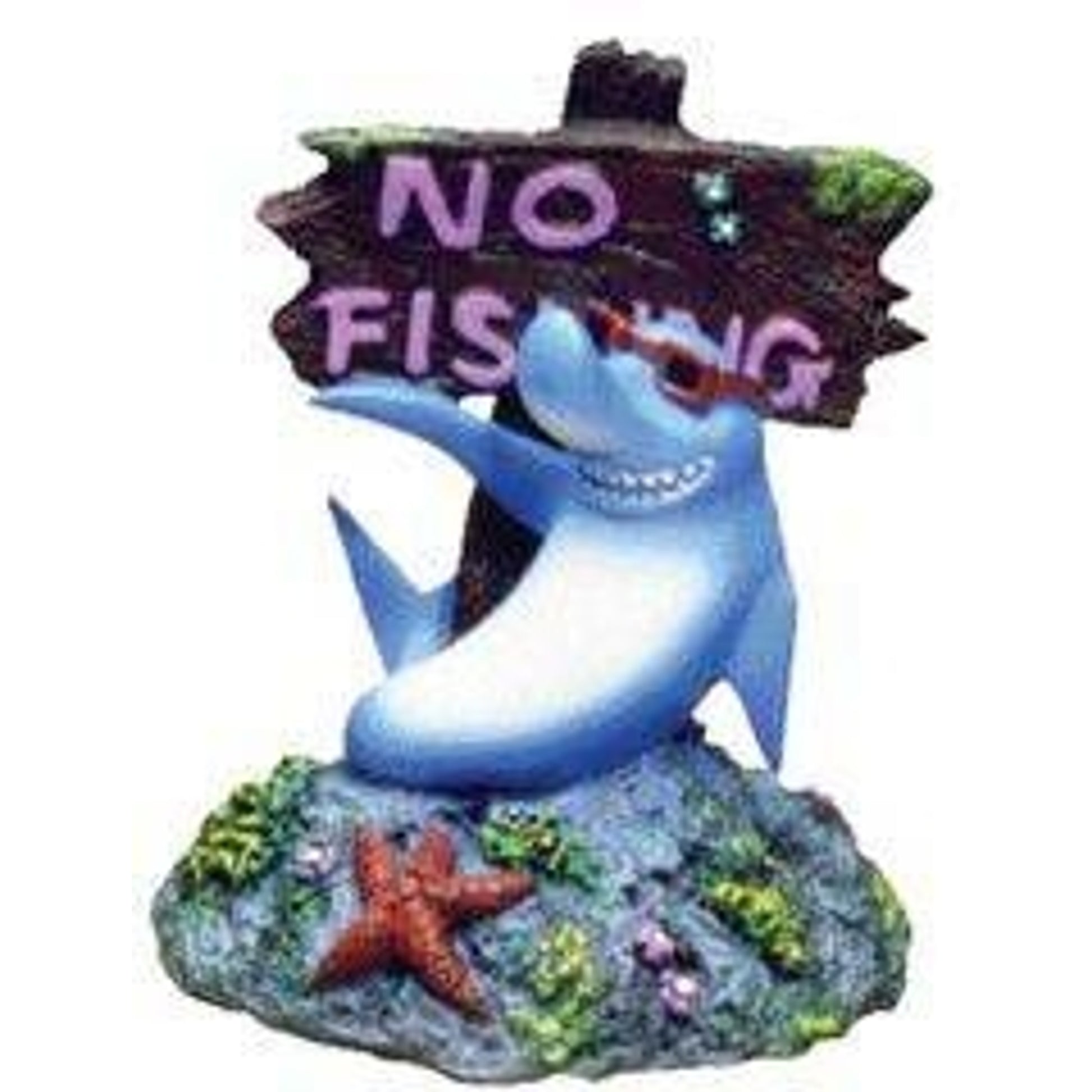 Blue Ribbon Shark with No Fishing Sign Ornament