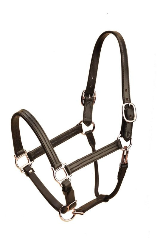 Triple Stitched Deluxe Halter/Nickel Horse Blk