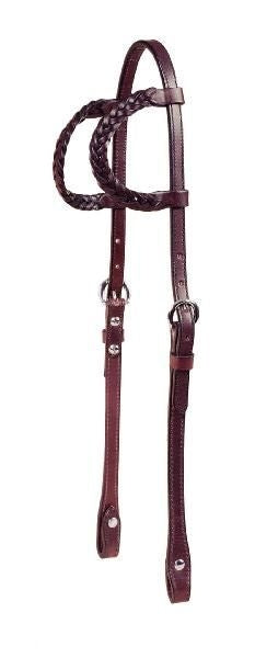 Braided Double Ear Bridle Leather Heastall Bk/Gry