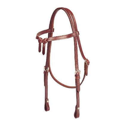 BrowKnot Dbl/Stitch Leather Headstall 5/8in Bk/Gry