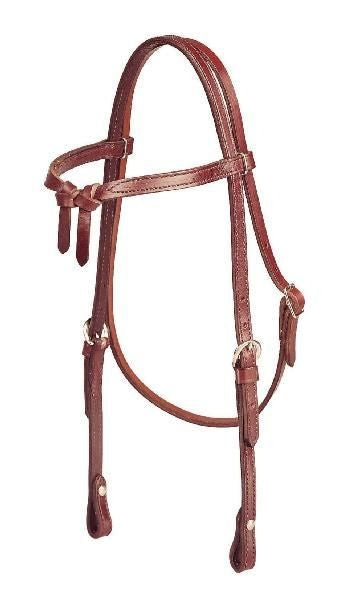 BrowKnot Dbl/Stitch Leather Headstall 5/8in Bk/Gry