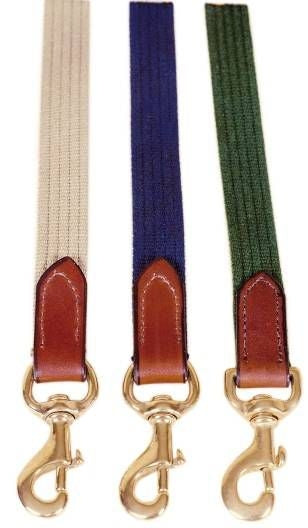 Tory 7 Cotton Web Lead With Leather Ends 7FT Bk/Gry