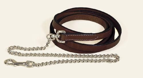 Tory Leather Single Ply Lead with Nickel Plated Chain