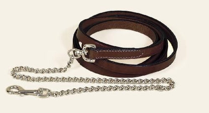 Tory Leather Single Ply Lead with Nickel Plated Chain