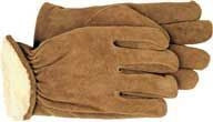 Lined Leather Outdoor Work Gloves 10.5x5.5x1 Brown