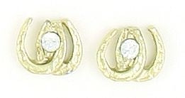Mini Double Horseshoe Earrings With Stone 1/4in Gold