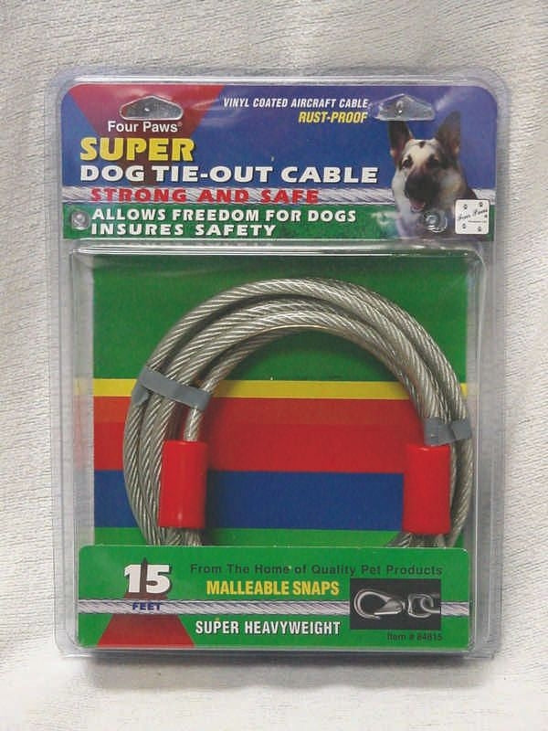 Super Tie Out Cable For Dogs 15 Ft Silver