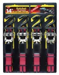 Tie Down Strap With Ratchet - Med 4pk 14ftx500lb