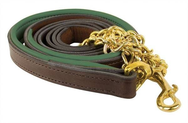 Perris 6Ft Leather Padded Lead with Chain