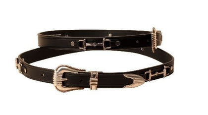 Snaffle Bits Belt And 3-Piece Buckle Set 24 Bk/Gry