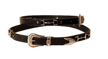 Snaffle Bits Belt And 3-Piece Buckle Set 24 Bk/Gry
