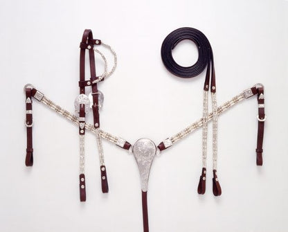 RKing Silver Ferruled Dbl Ear Headstall